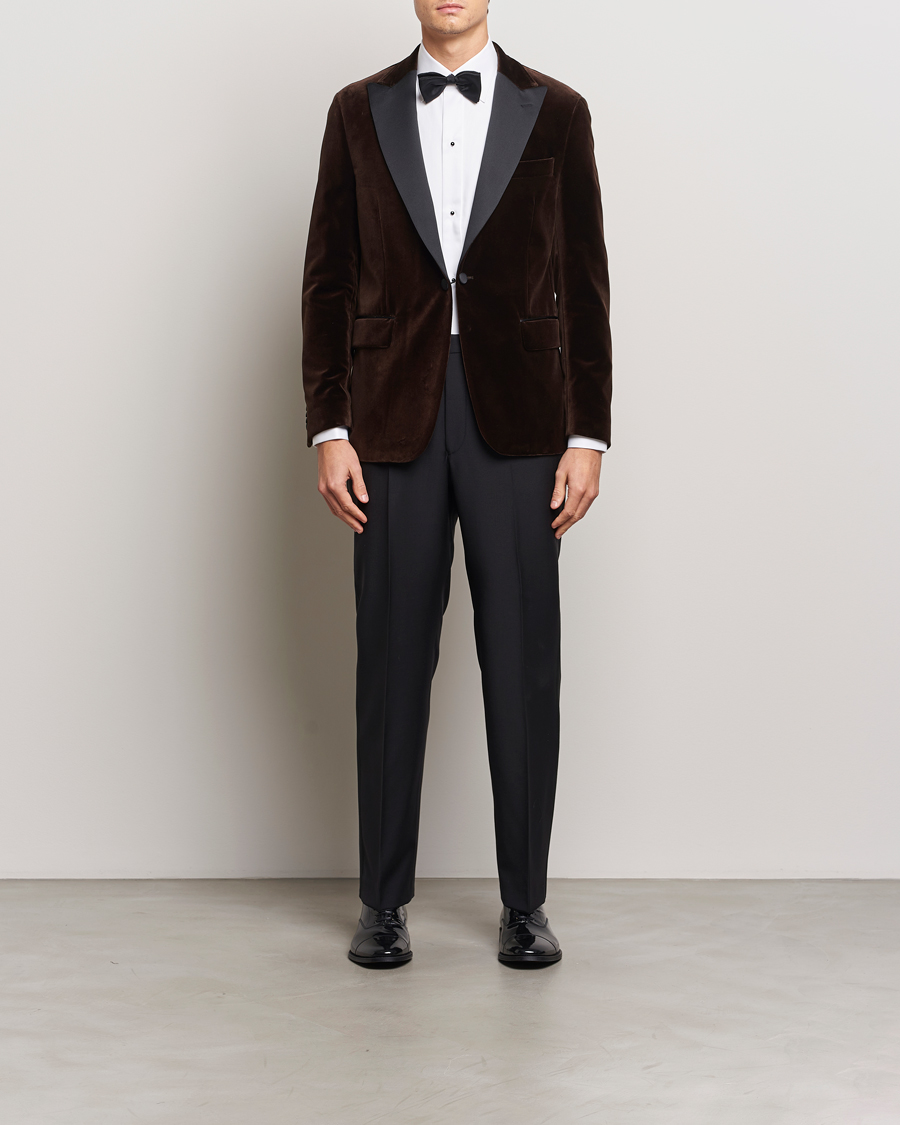Oscar Jacobson Frampton Velvet Tuxedo Blazer Brown