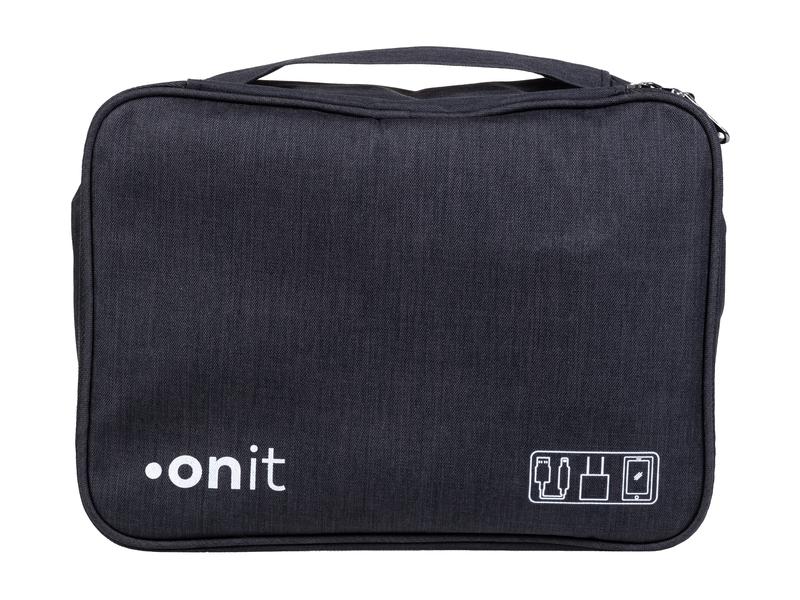 onit Reisetasche Tech-Zubehör Maxi, Schwarz Zubehörtasche für Powerbank, Ladegerät, USB-Stick, Kabel und mehr