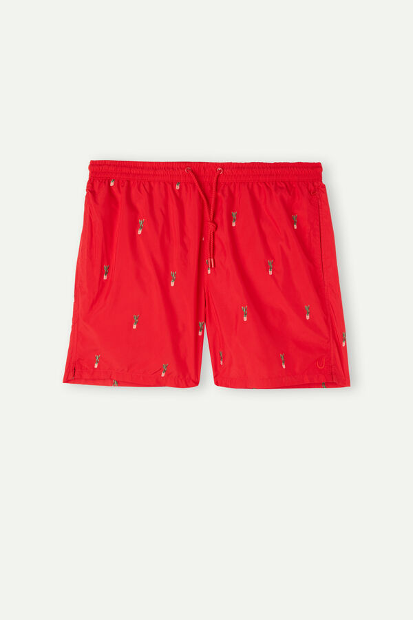 Maiô boxer com bordado de cactos