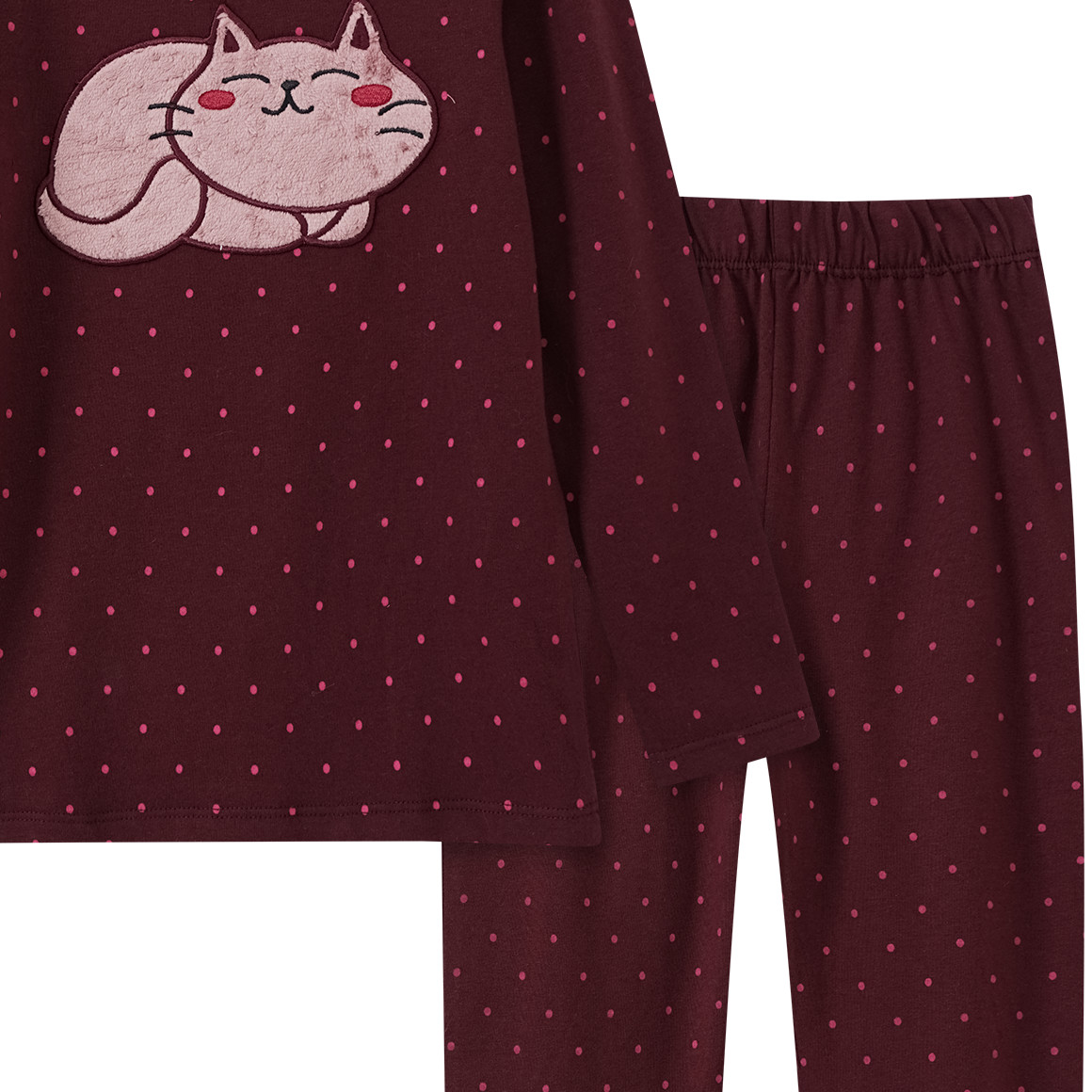 Topolino Mädchen Schlafanzug mit Plüsch-Applikation bordeauxrot