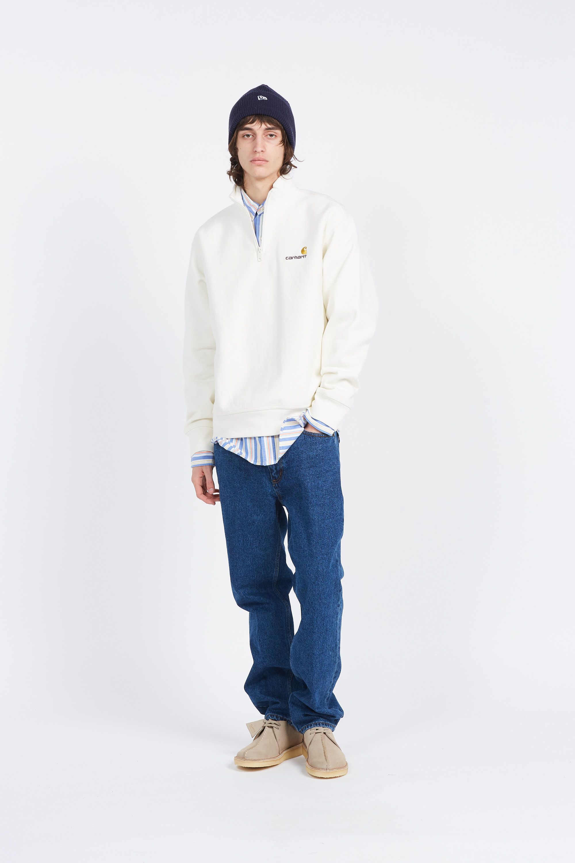CARHARTT WIP Sweat zippé  Half Zip American Script  Beige