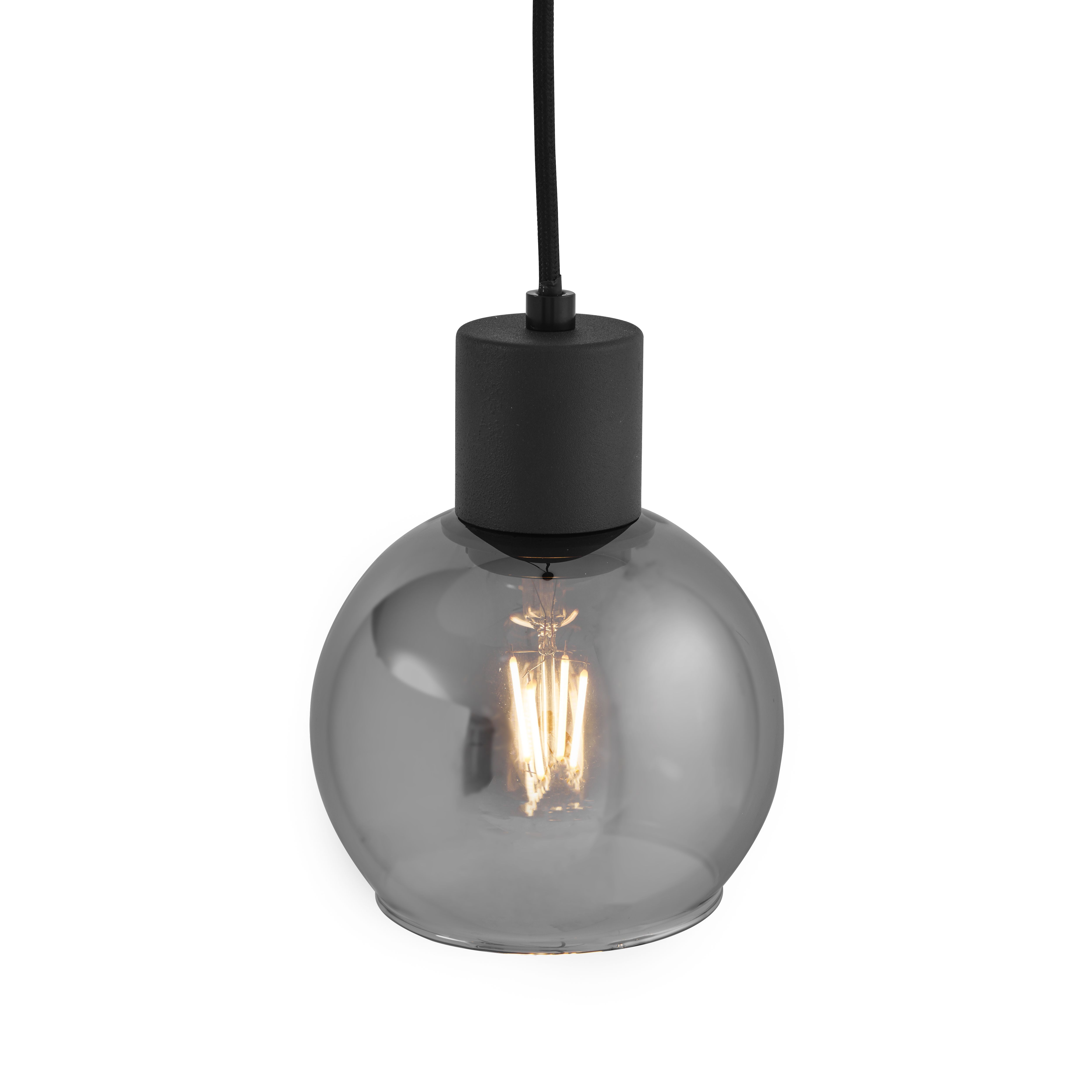 Art Deco hanglamp zwart met smoke glas - Vidro