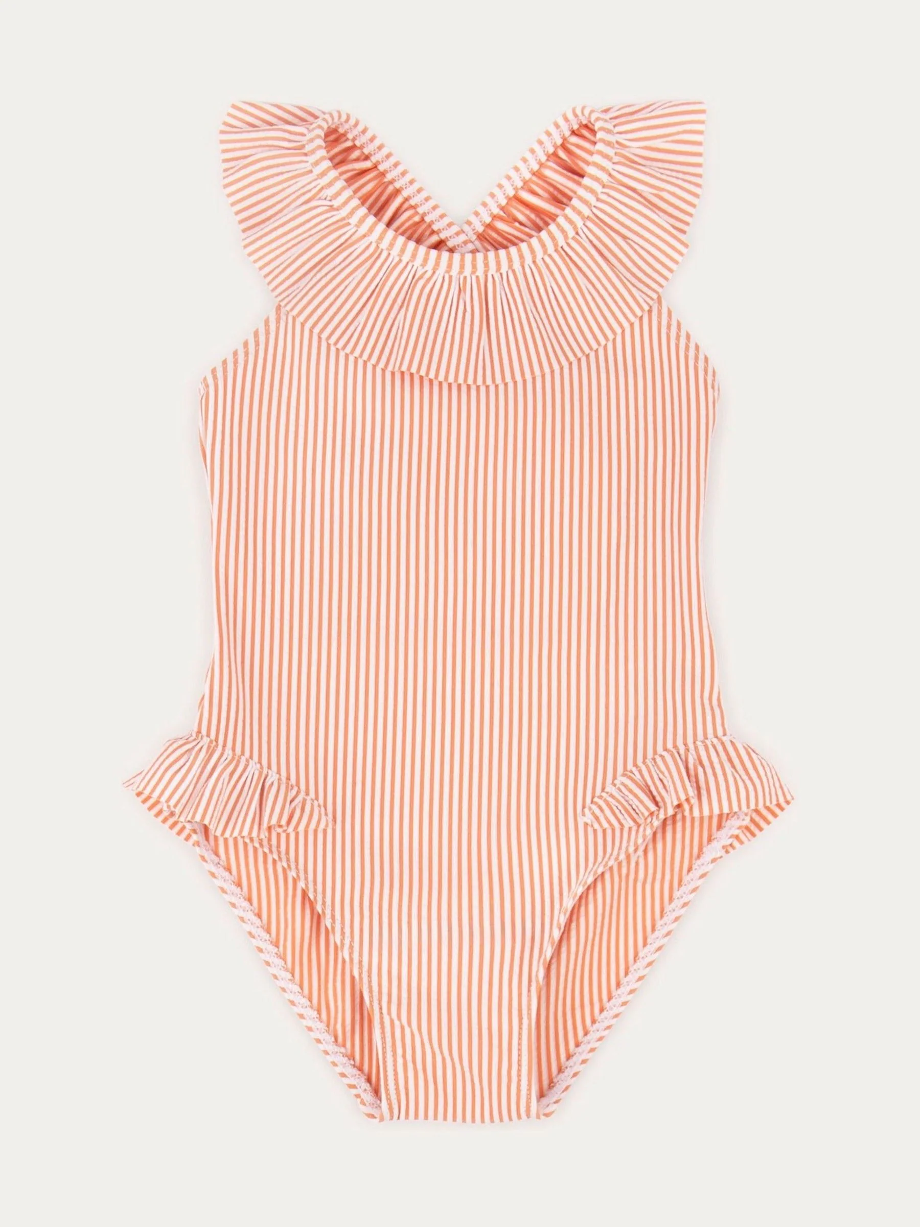 KIDLY By MORI Seersucker Frilled Swimsuit
