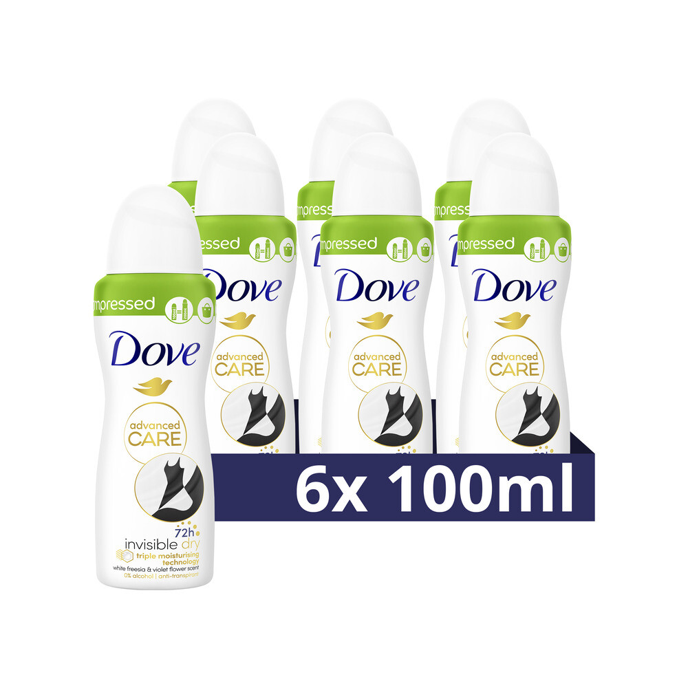 6x Dove Deodorant Spray Invisible Dry100 ml