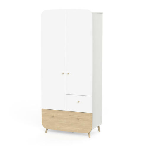 Armoire 2 portes + 2 tiroirs FIRMIANA Blanc - CBA Meubles