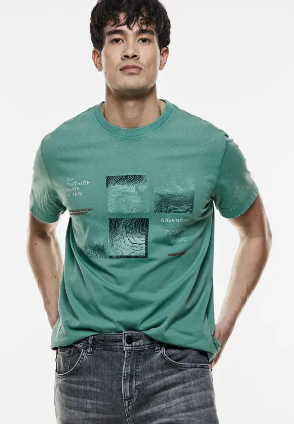 T-Shirt in washed Optik - light urban green