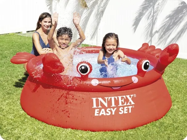 Intex Happy Crab Easy Set Pool, 880 L, Oppustelig pool, Rød, 3,75 kg