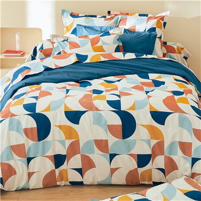 Linge de lit percale motifs géométriques