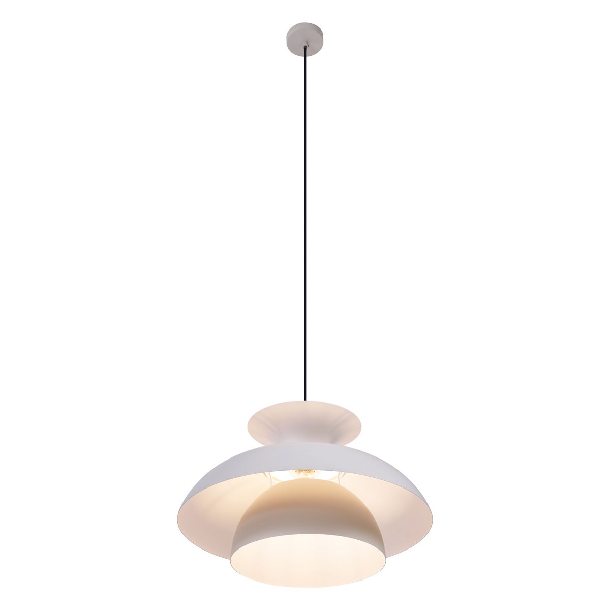 Scandinavische hanglamp beige met witte binnenkant - Titus