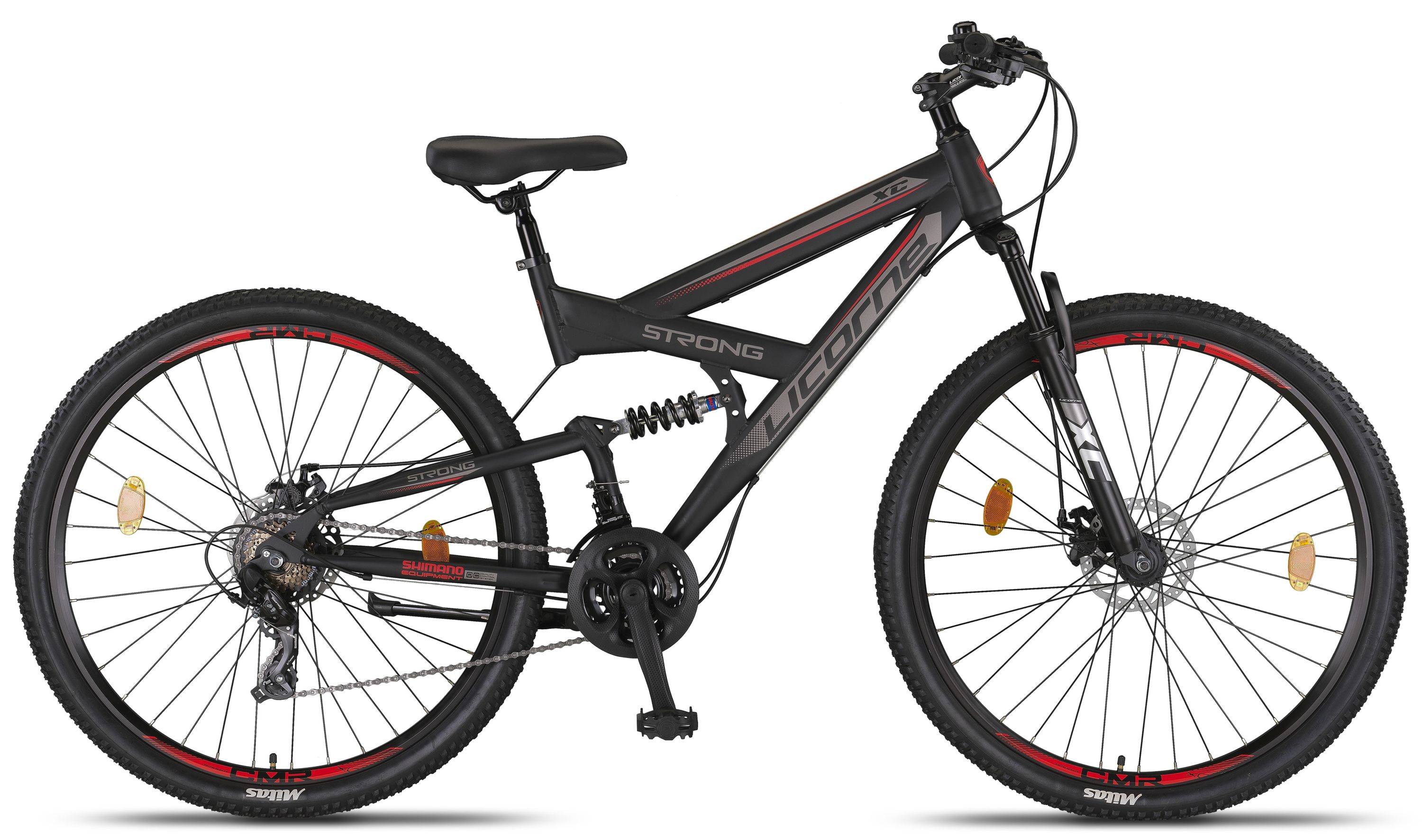 Licorne Bike Strong 2D Premium Mountainbike in 26, 27,5 und 29 Zoll - Fahrrad für Jungen, Mädchen, Damen und Herren - Scheibenbremse vorne und hinten - Shimano 21 Gang-Schaltung -
