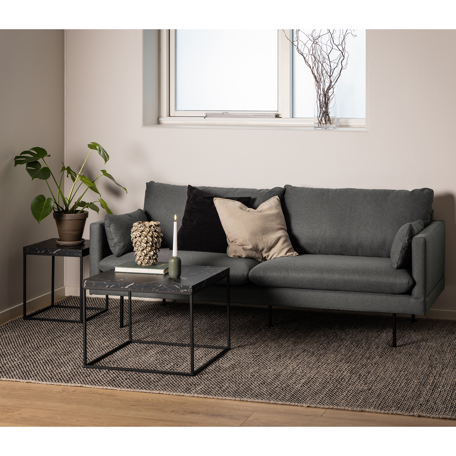 Couchtisch BAROSSA - schwarz- schwarz matt - 40 cm