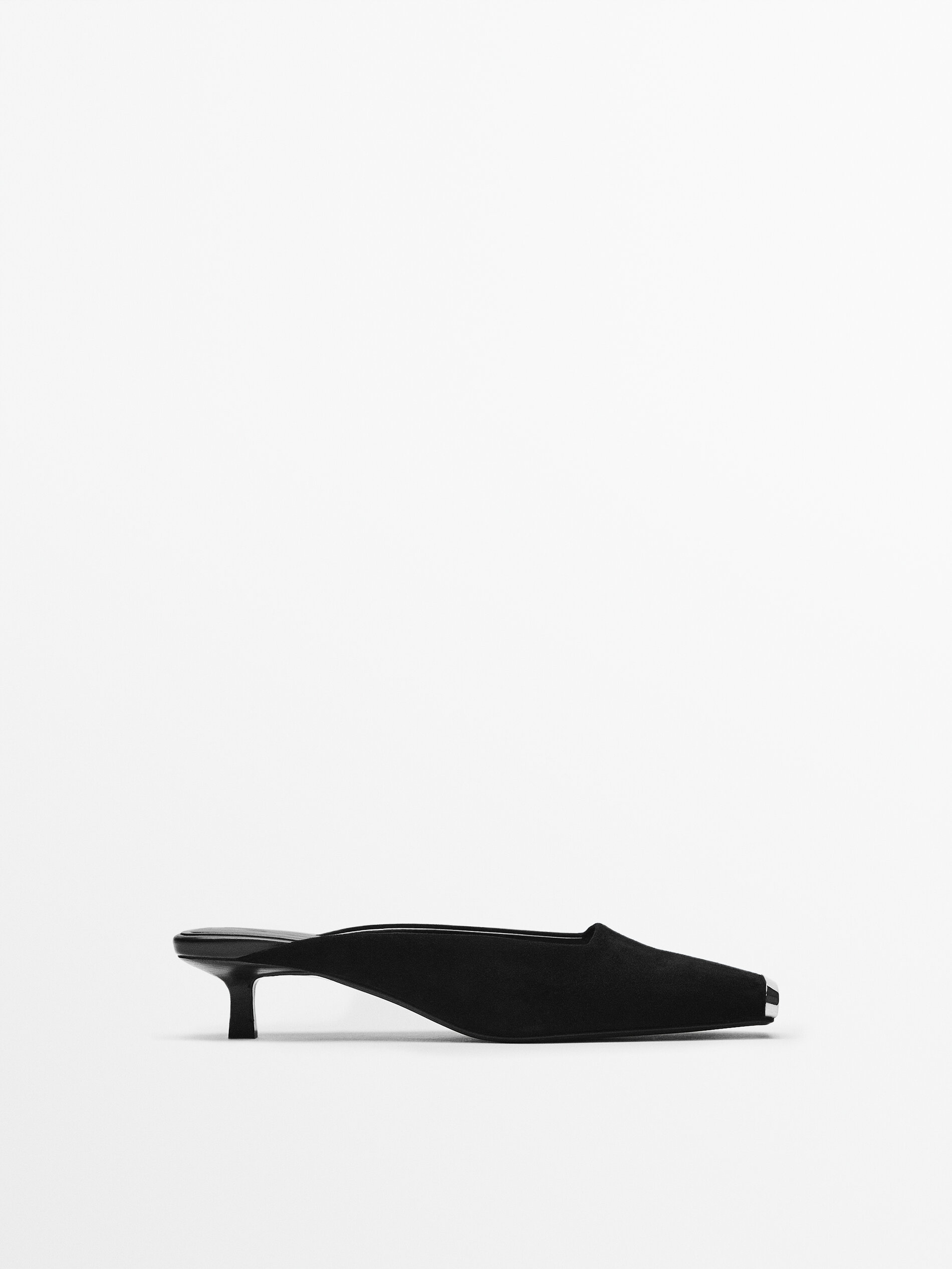 Ponta de metal Zapato tacón piel - PRETO