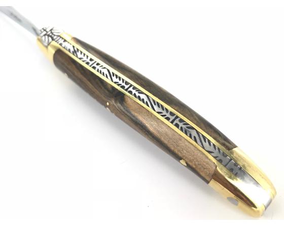 Laguiole Tradition 9 cm - 2 mitres laiton - Pistachier Couteau de Poche Forge de Laguiole