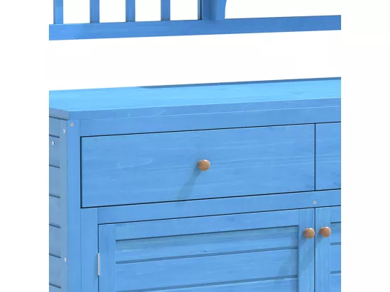 Armoire de jardin en bois avec étagères fixes pour rangement extérieur coffre d'exterieur couleur bleu marine