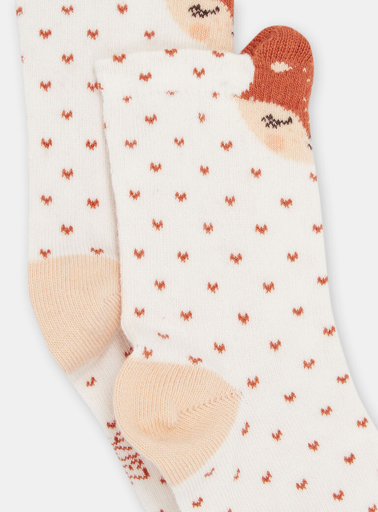 Chaussettes écrues à imprimé à pois et motifs renards bébé fille