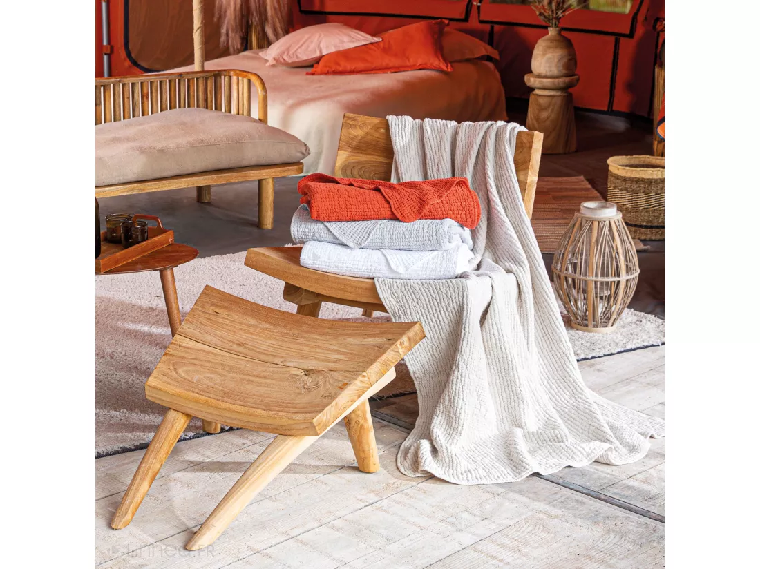 Dessus de lit réversible 230x250 cm JAIPUR en coton blanc