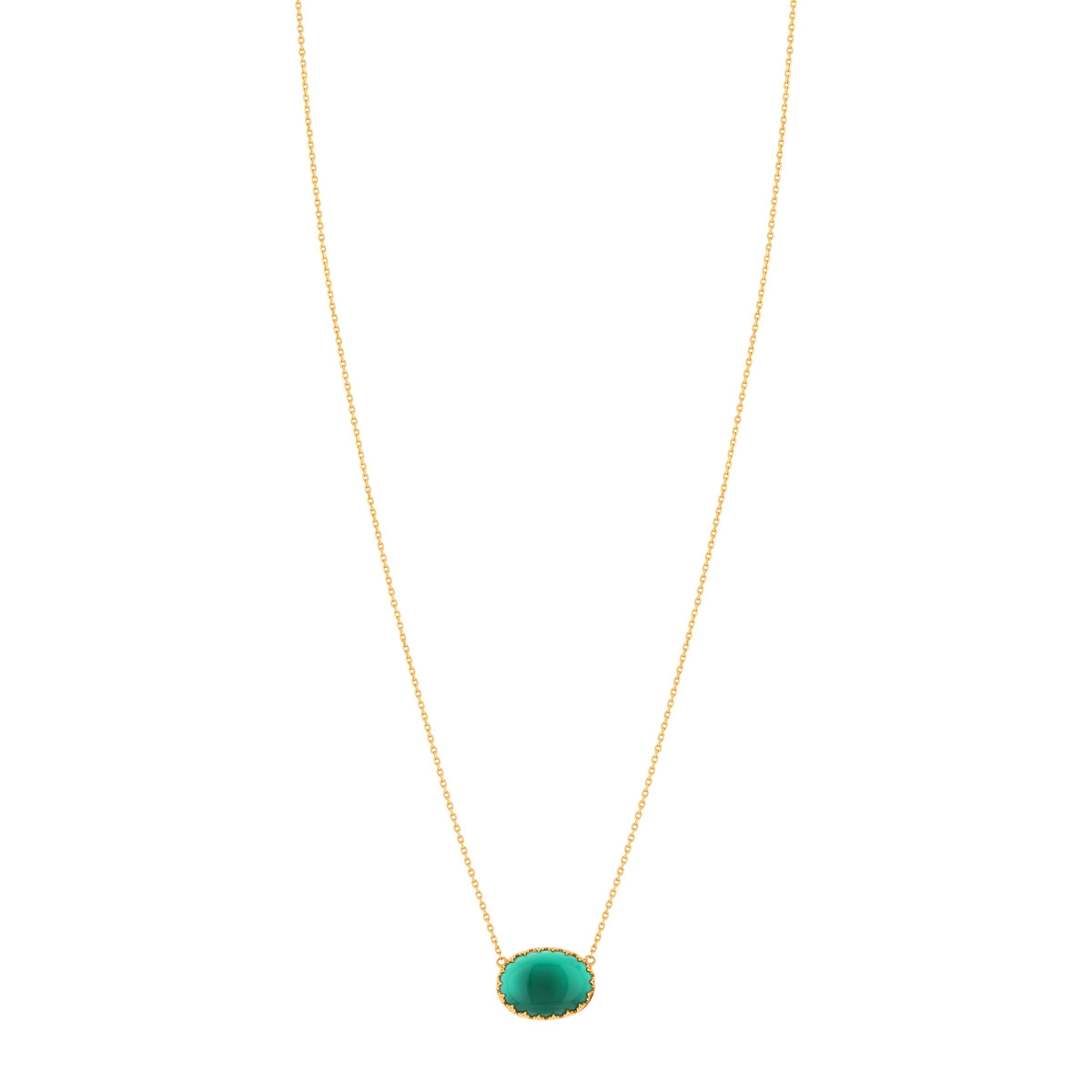 Collier doré agate verte 55 cm