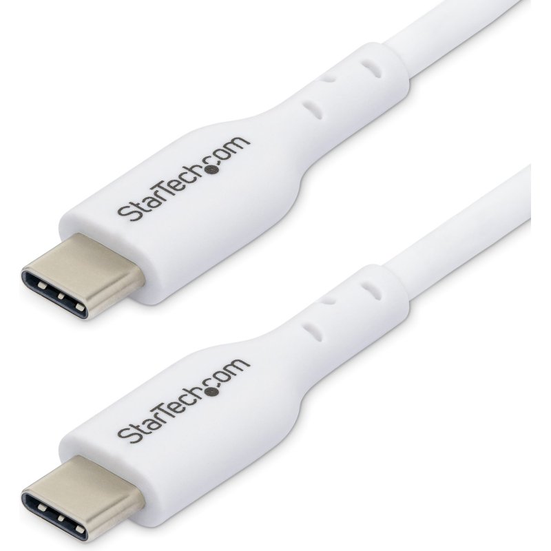 StarTech.com Câble de Charge USB-C de 3m, Charge et Synchronisation, 60W (3A) PD, Câble de Charge USB 2.0 pour Ordinateur Portable, Gaine TPE - Cordon de Charge USB C Blanc