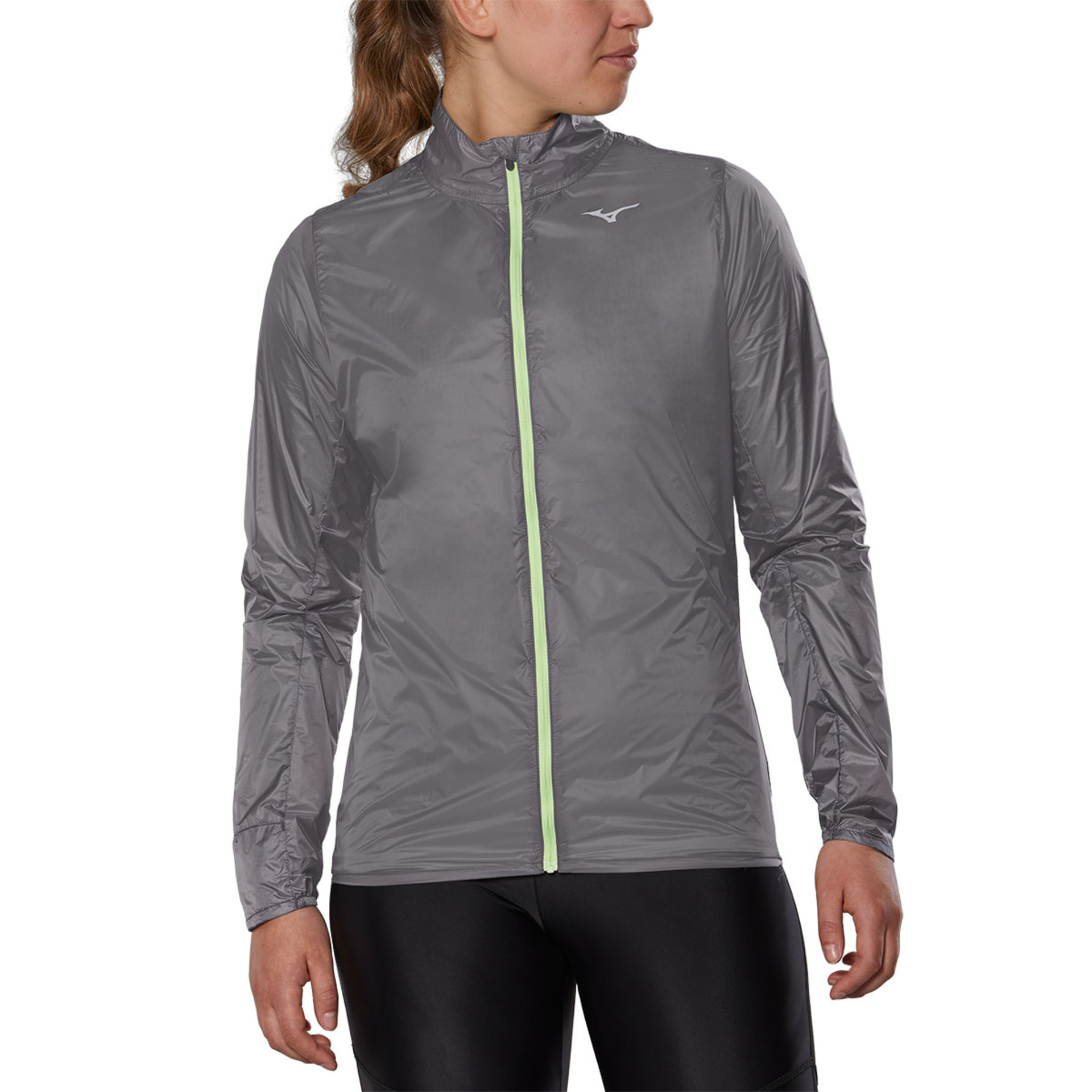 Mizuno Aero Hardloopjack Grijs Dames