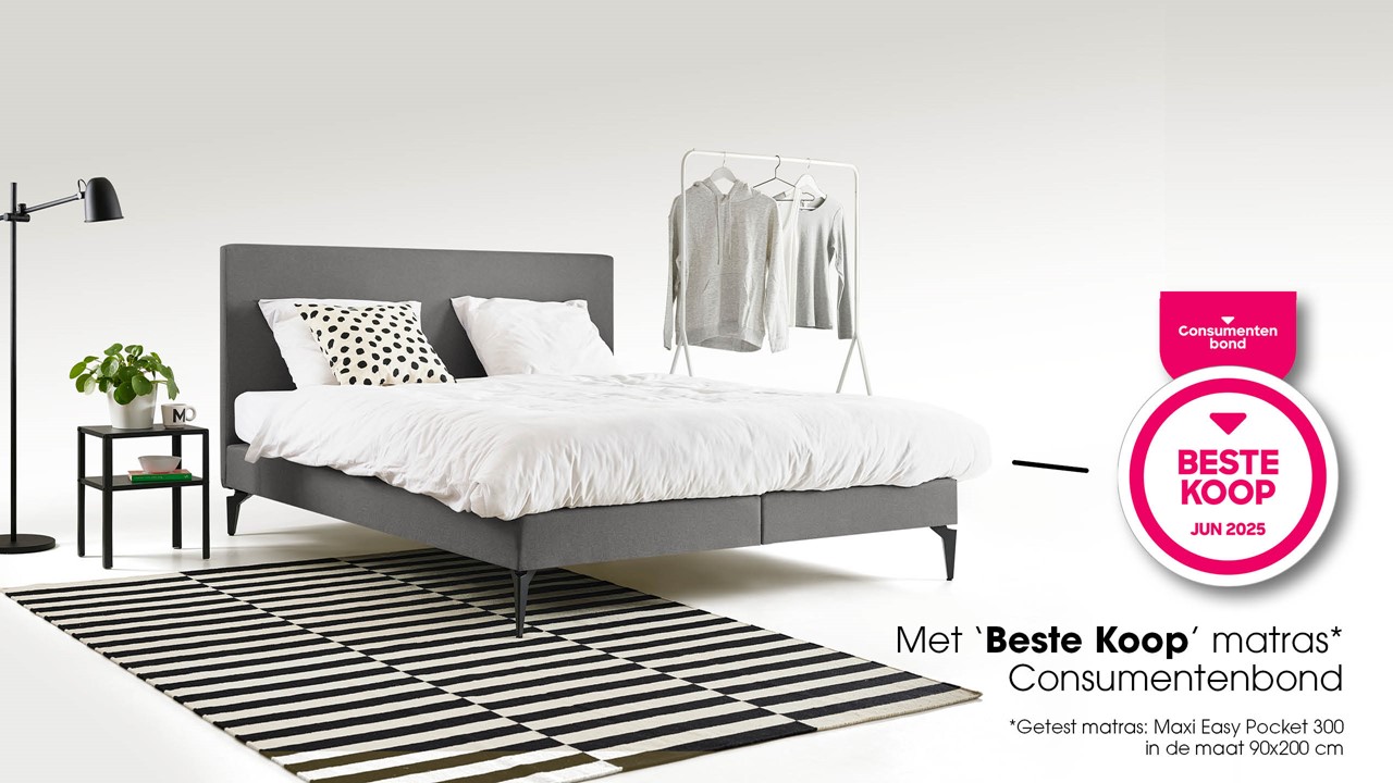 Boxspring Cisano met Easy Pocket 300 matras light grey
