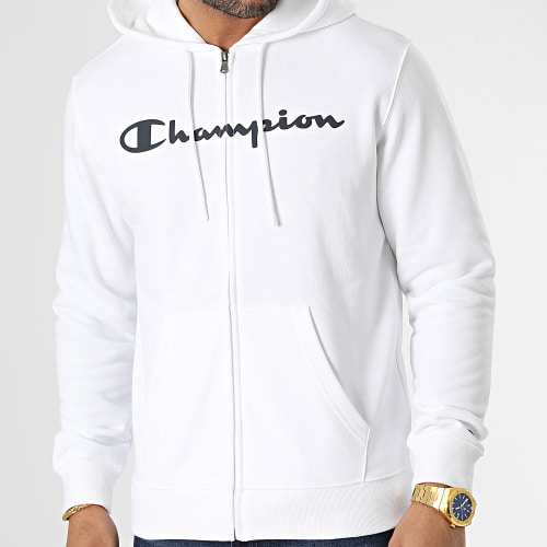 Sweat Zippé Capuche 218530 Blanc