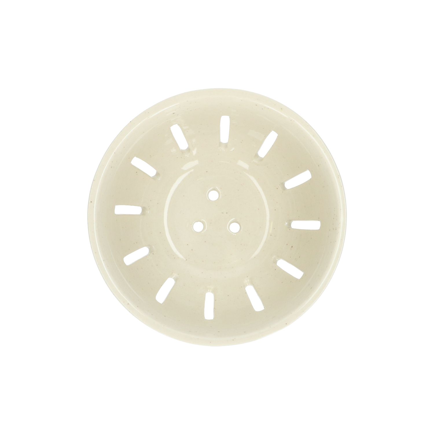 Uitlekbakje fruit, steengoed, beige, spikkel, Ø 14 cm