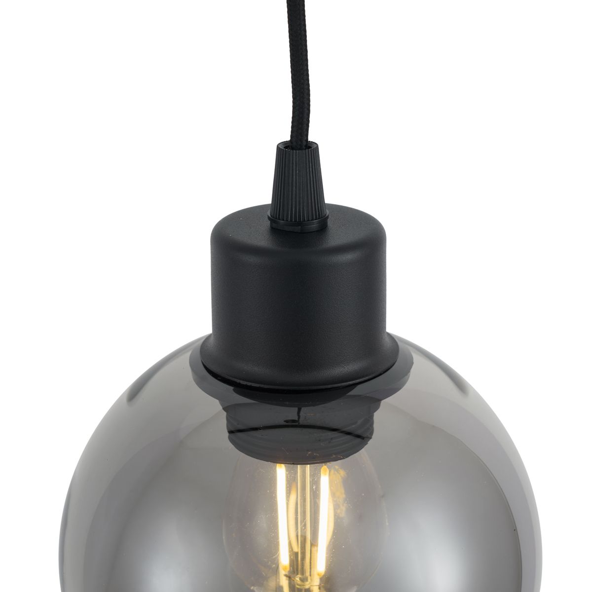Moderne hanglamp zwart met smoke glas voor railsysteem 1-fase - Iconic Lava