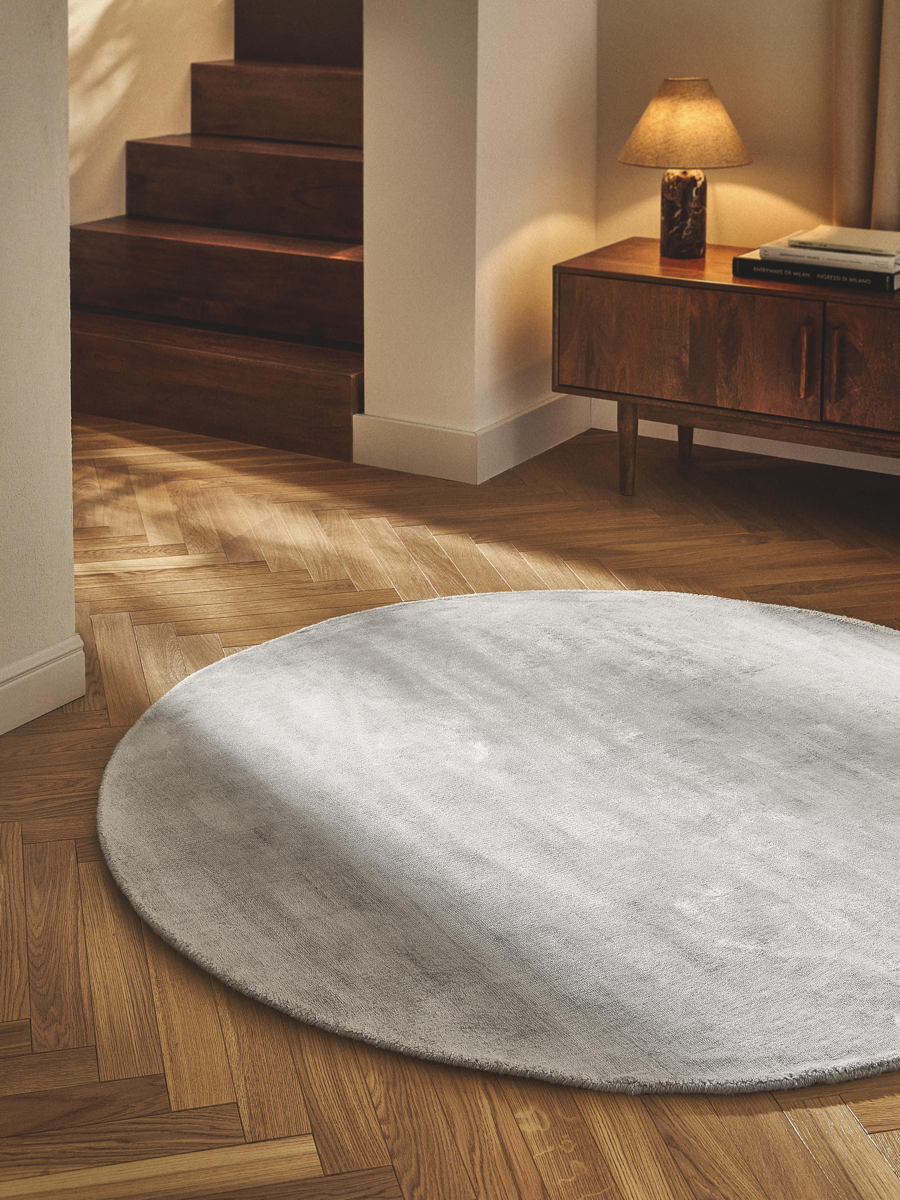 Rond viscose vloerkleed Jane, handgeweven