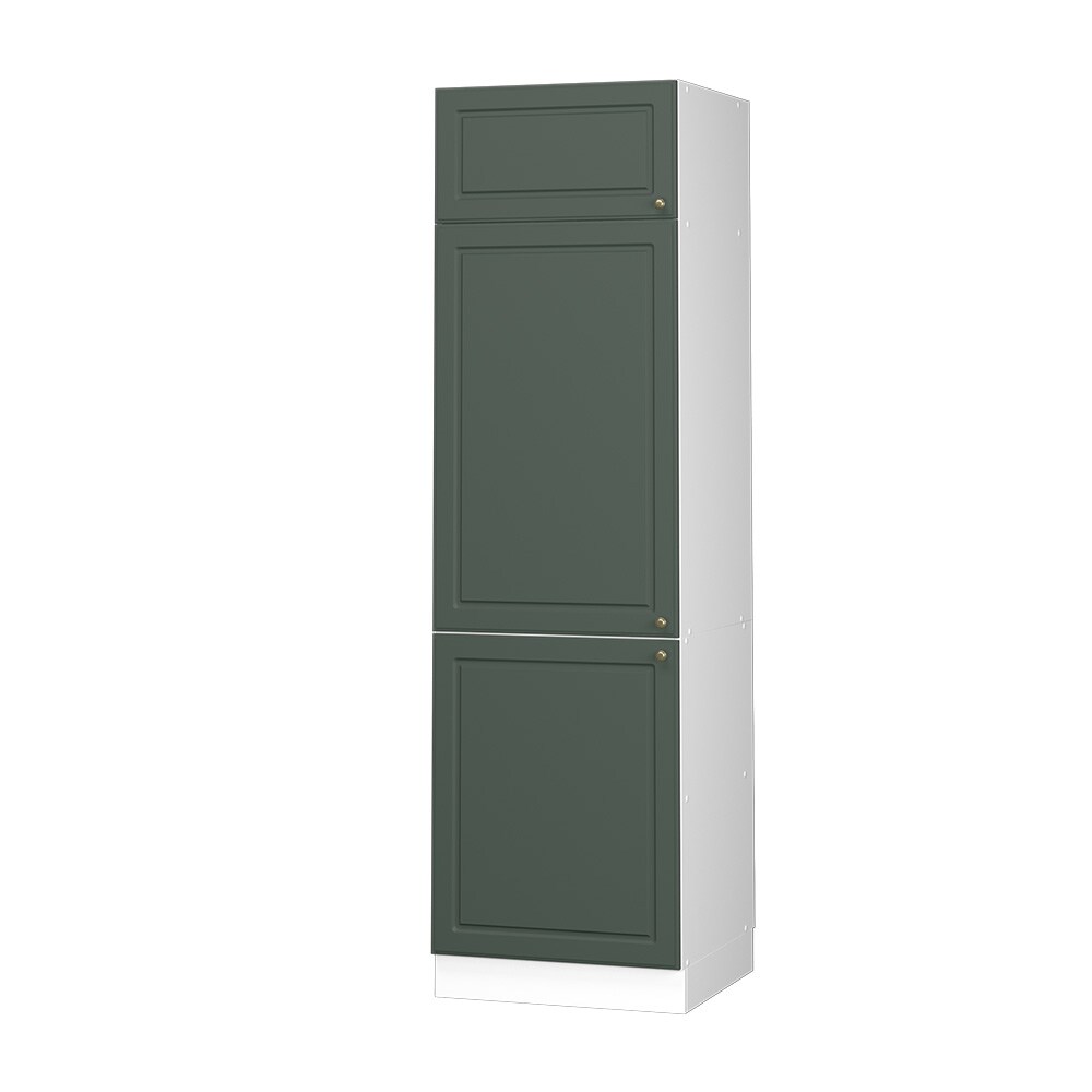 Vicco Kühlumbauschrank Küchenschrank Küchenmöbel Fame-Line Weiß Grün-Gold Landhaus 60 cm Küche Einbauküche Blende Drehtür Einlegeboden Kühlschrank Küchenzeile