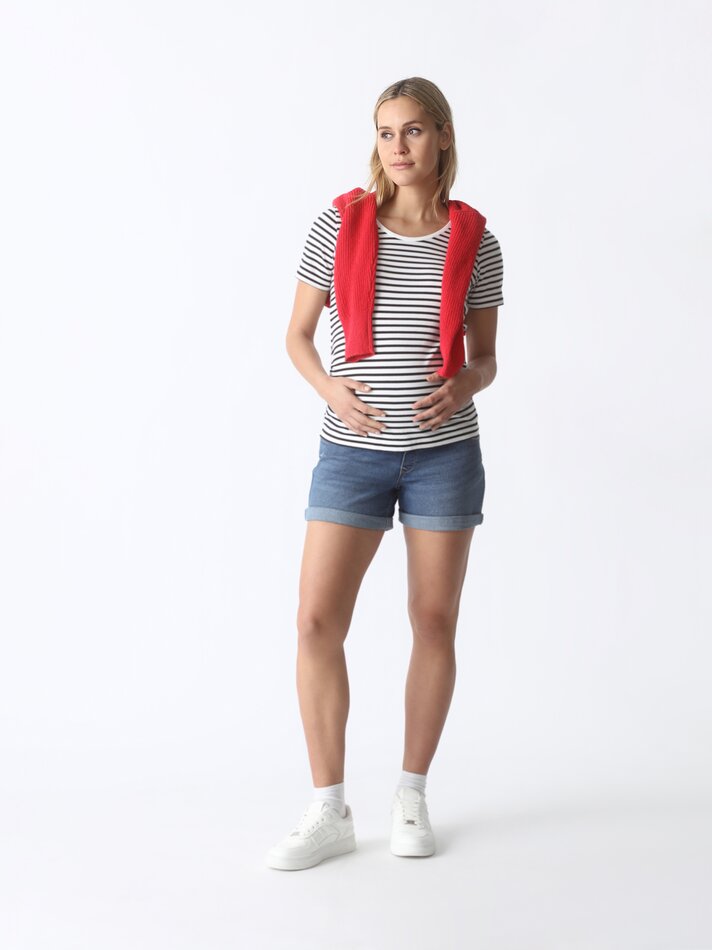 Shorts jeans para gestantes - Azul escuro