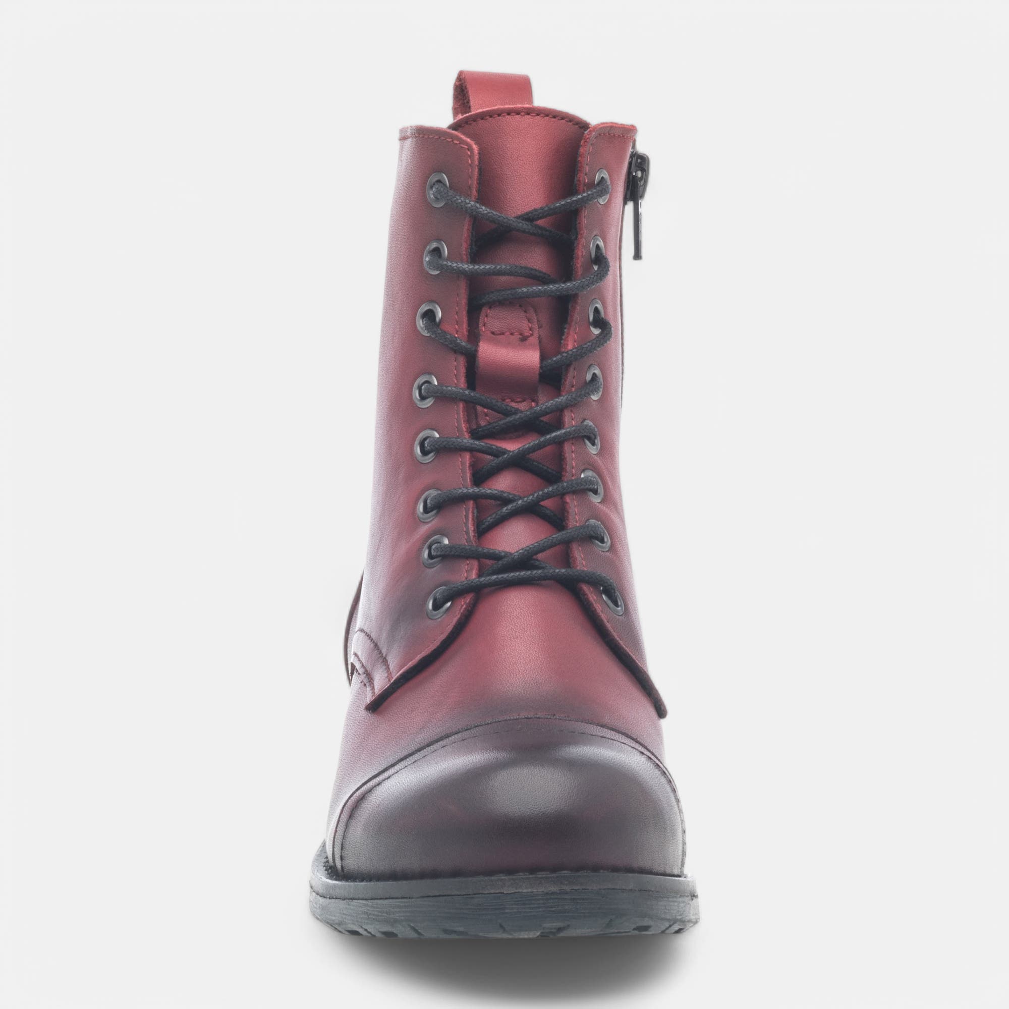 Bottines à lacets Femme en cuir rouge