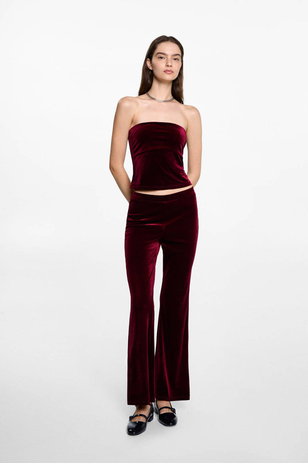 MANGO TEEN strapless top donkerrood