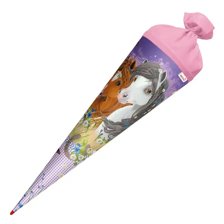 Roth Schultüte Blumenpferde mit Filzverschluss, 70 cm, rund