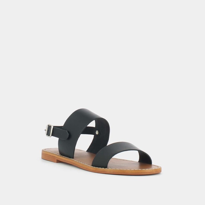 Sandales à brides larges  en cuir noir