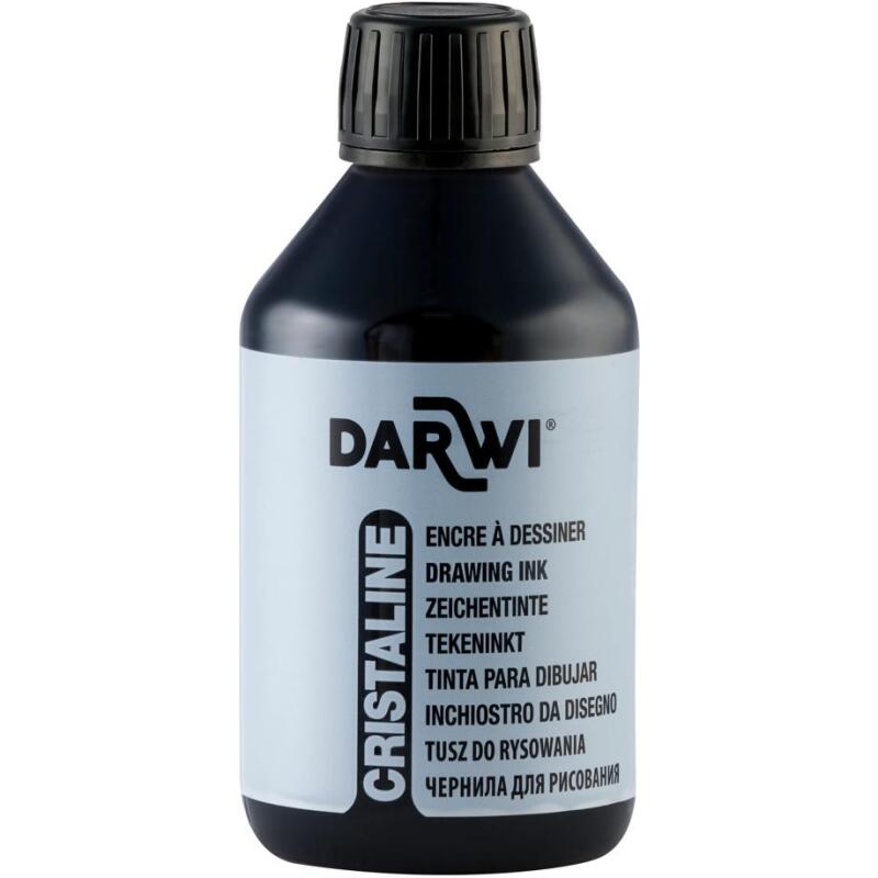 DARWI Flacon de 250 ml d'Encre à Dessiner - Noir