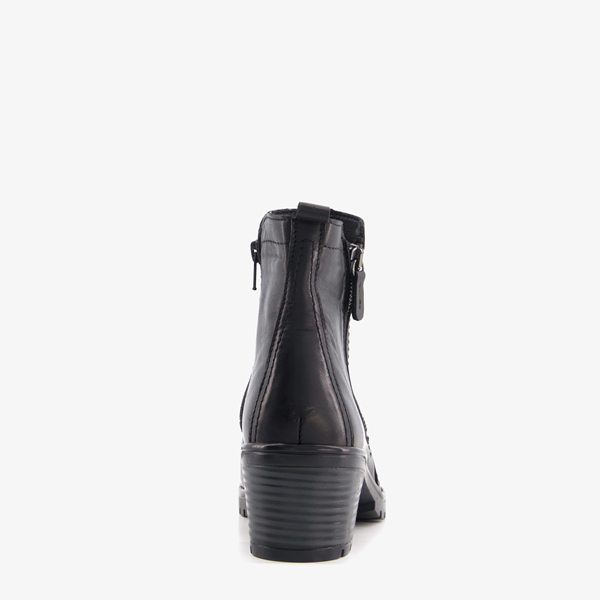 Hush Puppies leren dames enkellaarsjes hak zwart