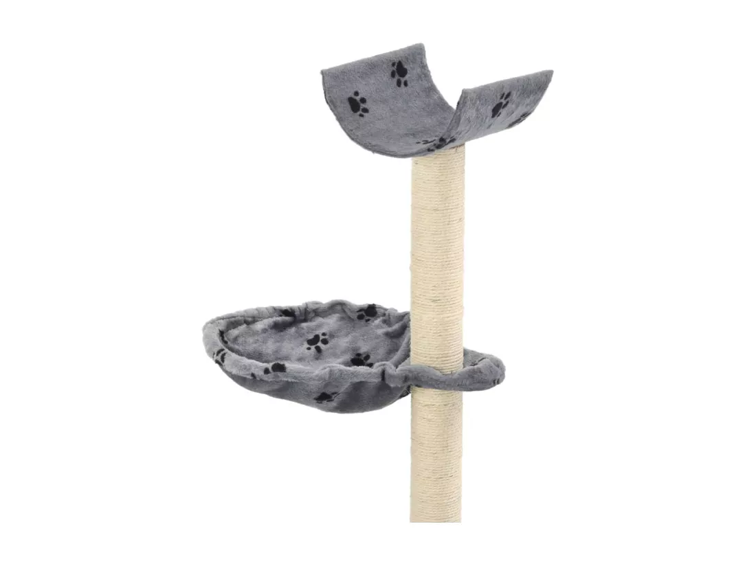 Arbre à chat et griffoir Sisal 105 cm Empreintes de pattes Gris