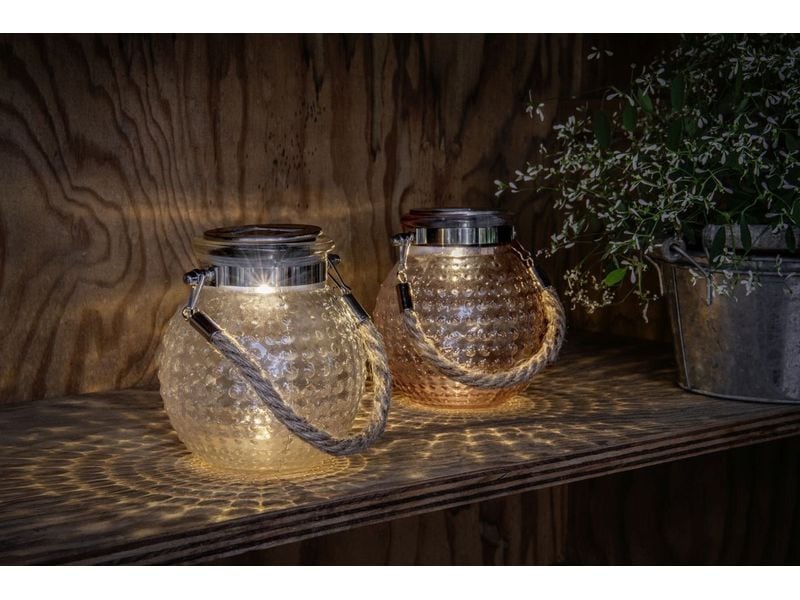 STT Solar Mini Glass Set Dots Beige/Mauve Dekolicht zum Aufstellen oder Aufhängen