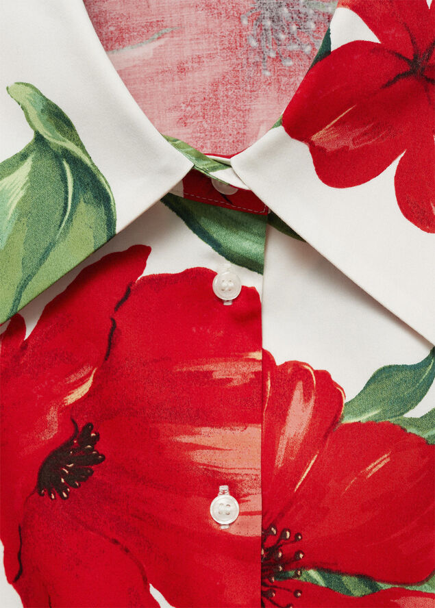 MANGO Bow printed shirt Red