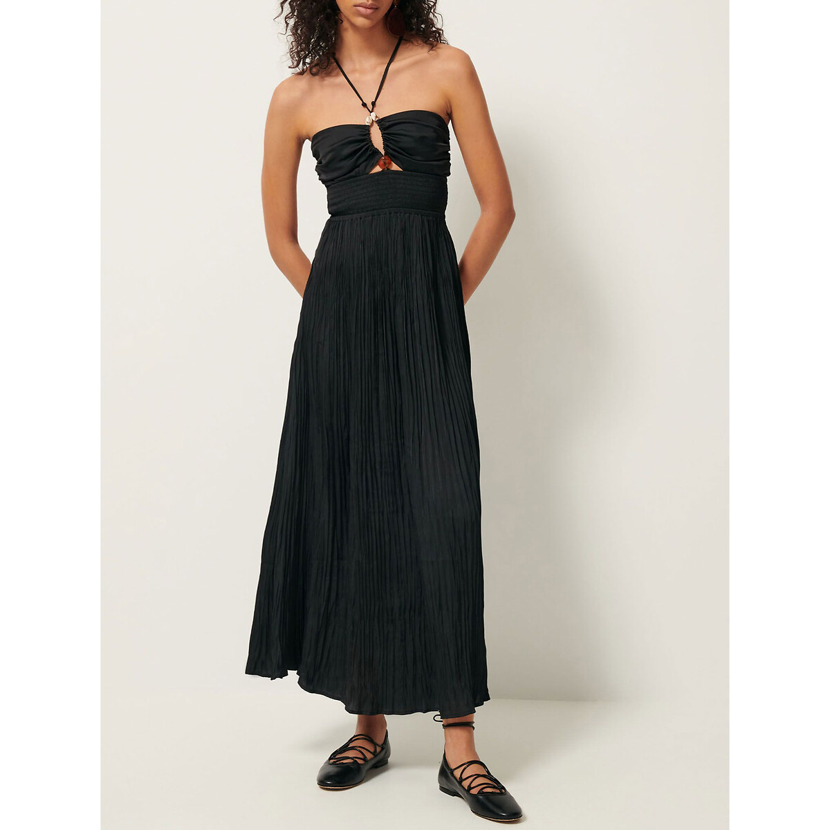 SESSUN<br>Vestido longo com detalhes em pérola, DEVA