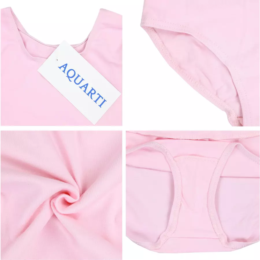 Aquarti Mädchen Kurzarm Ballettanzug Einfarbig rosa