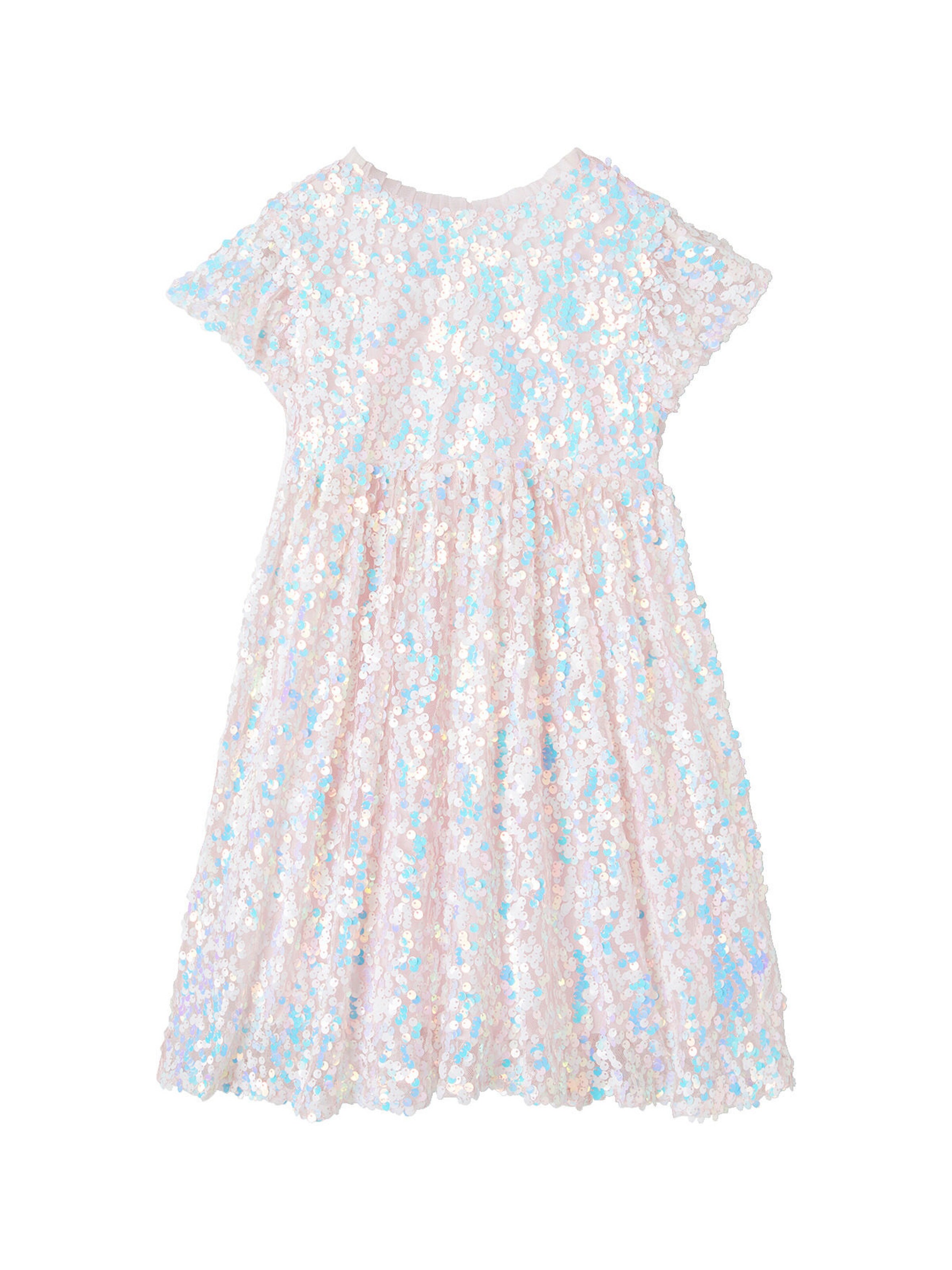 Vertbaudet Festliches Mädchen Kleid mit Pailletten rosa schimmernd