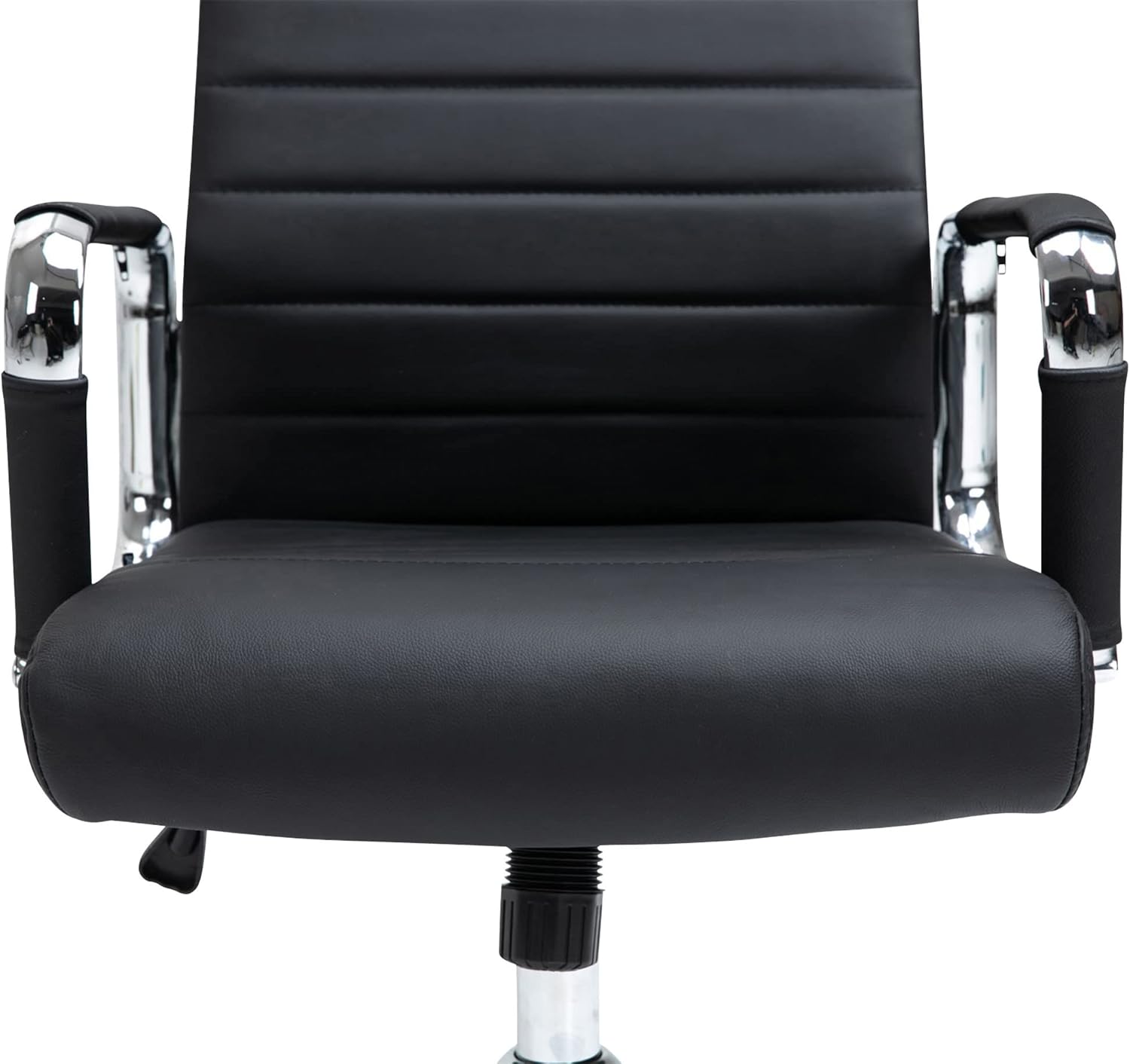 CLP Bürostuhl ergonomisch Kolumbus Echtleder, Schreibtischstuhl höhenverstellbar stufenlos, Drehstuhl mit Rollen bis 150 kg belastbar, Farbe:schwarz