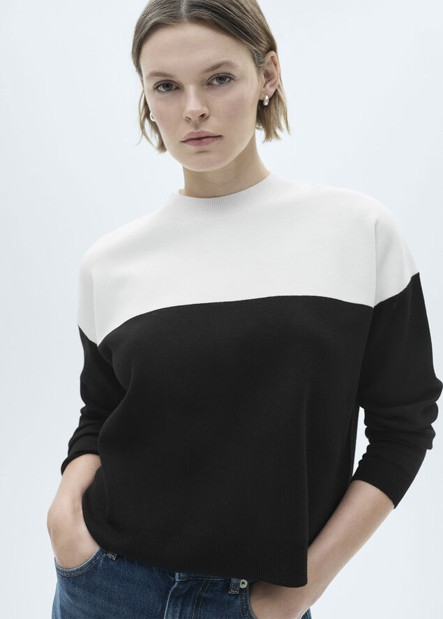 MANGO Bicolour sweater Black