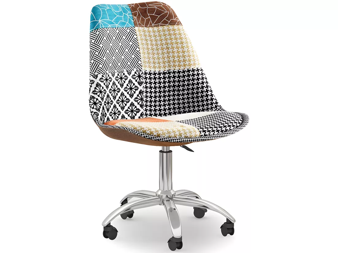 Chaise de Bureau Pivotante - Tissu Patchwork - Patty Multicolore