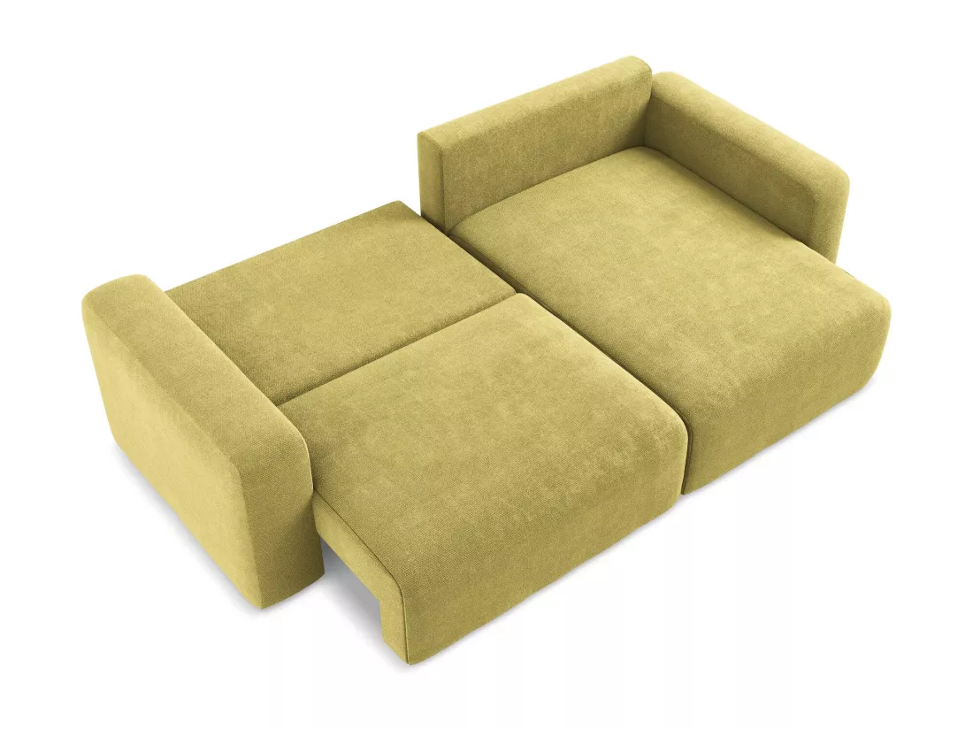 Canapé d’angle 3 places droit convertible en Chenille - vert citron - KONA