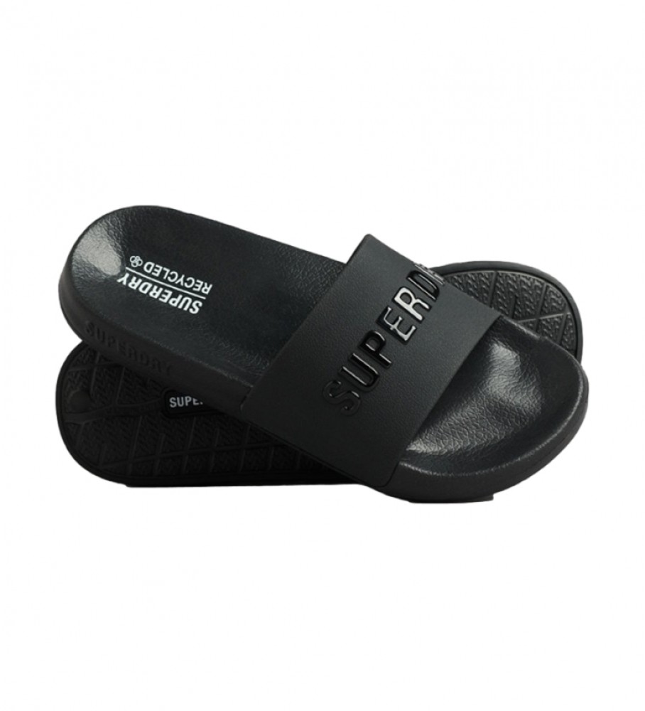 Chinelo de piscina Superdry Code com logo, preto.
