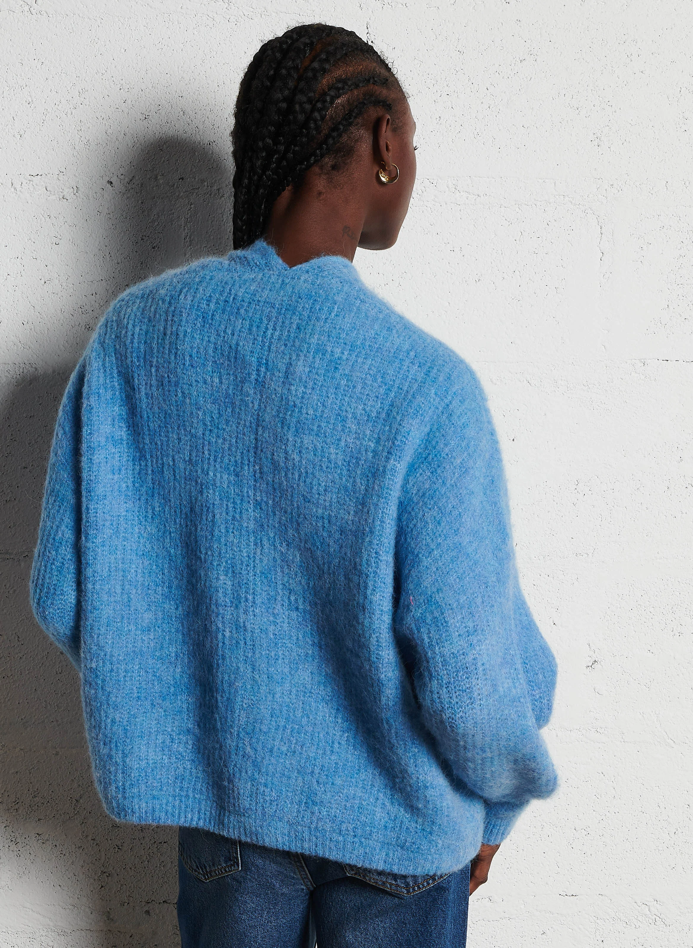 EAST - Gilet ouvert en laine et alpaga mélangé | Bleu