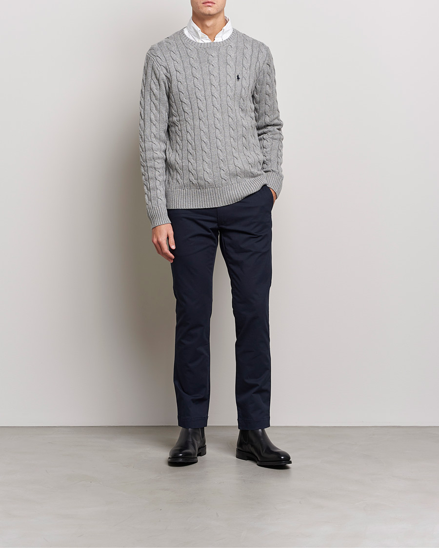 Polo Ralph Lauren Cotton Cable Pullover Fawn Grey Heather