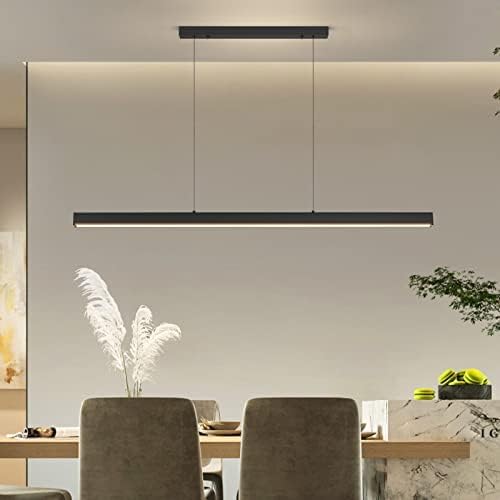 Mikeru LED Hängelampe Lineare Pendelleuchten, 35W 120cm Moderne dimmbar mit Fernbedienung Esstisch Hängeleuchte, Hängende Höhenverstellbare 1-150cm Küchenpendelleuchte, für büro esszimmer Wohnzimmer